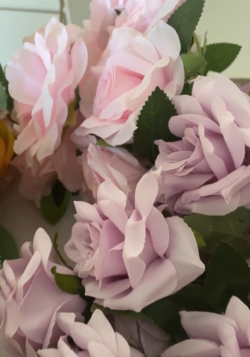 Pink Realistic Roses Center Tables